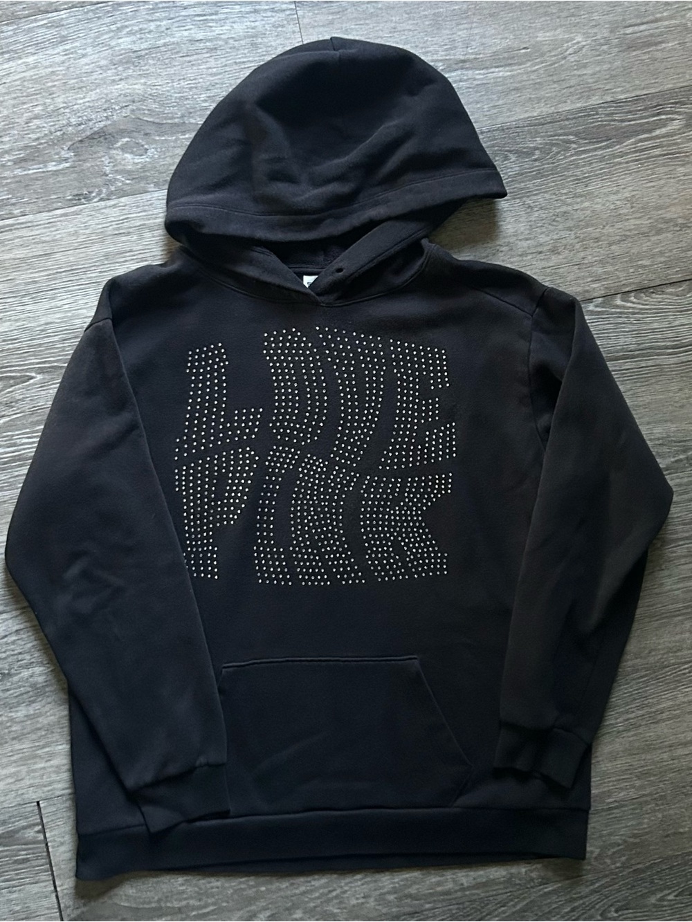 PINK Victoria's Secret Black Studded 'LOVE PINK' Hoodie